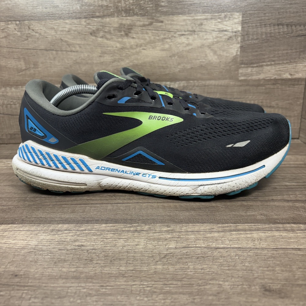 Brooks Adrenaline GTS 23 Black Green Mens Size 11.5 1103914E006 Running Shoes
